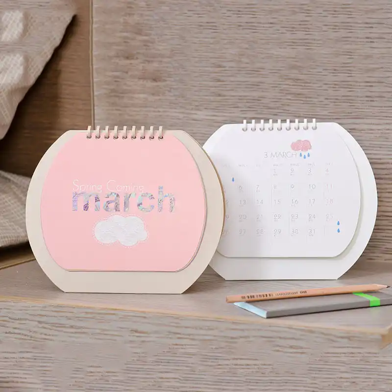 Mini Pocket 2019 Page Turning Desk Daily Planner Pared Table