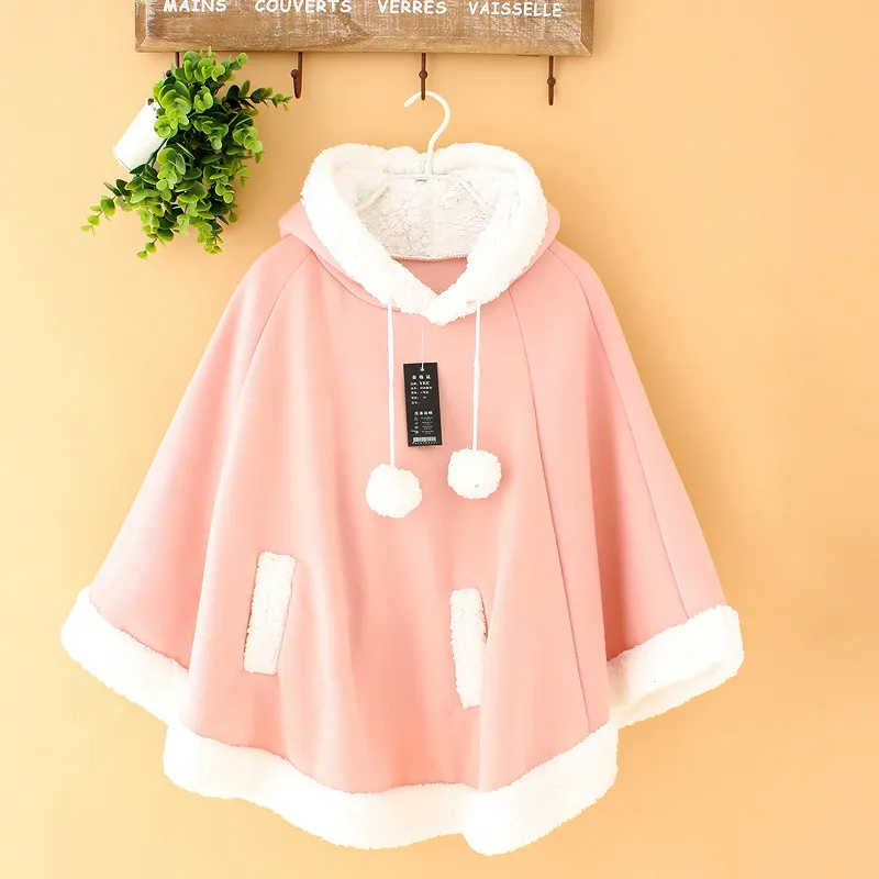 Sweet Girl Pink Cloak Cute Thick Plus Cashmere Coat Japanese Lolita Sweet Kawaii Femme Warm Hooded Pullover One Size 10 Colors
Sweet Girl Pink Cloak Cute Thick Plus Cashmere Coat Japanese Lolita Sweet Kawaii Femme Warm Hooded Pullover One Size 10 Colors