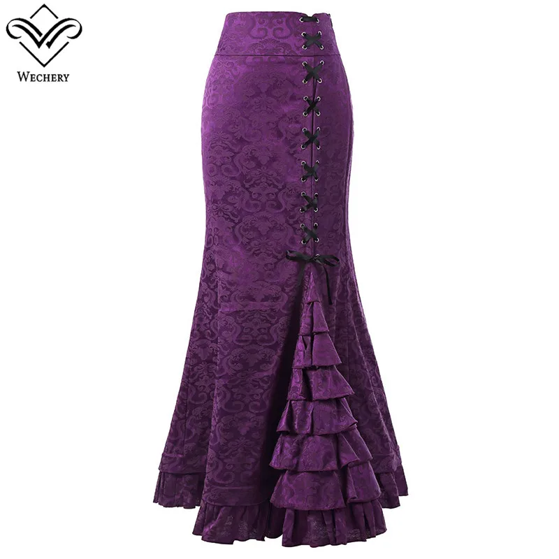 Wechery High Waist Skirt Mermaid Shape Maxi Skirts for Women Lace Up Ruffles Plus Size Vintage Costume for Cosplay Party Club
Wechery High Waist Skirt Mermaid Shape Maxi Skirts for Women Lace Up Ruffles Plus Size Vintage Costume for Cosplay Party Club