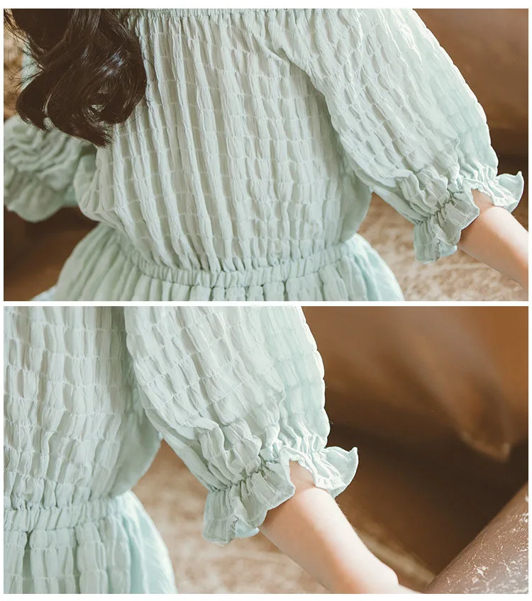 asymmetrical ruffles solid princess dresses girls baby kids chiffon dress short sleeve party dresses for big girls fashion 2018 (8)