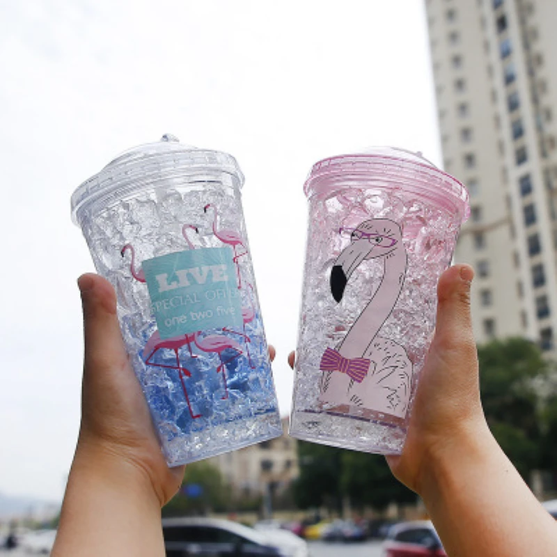 450ml/550ml Cartoon Flamingo Plastic Straw Cup Summer Double Healthy Ice Cup Juice Cola Portable Outdoor Travel Drinking Cups
450ml/550ml Cartoon Flamingo Plastic Straw Cup Summer Double Healthy Ice Cup Juice Cola Portable Outdoor Travel Drinking Cups