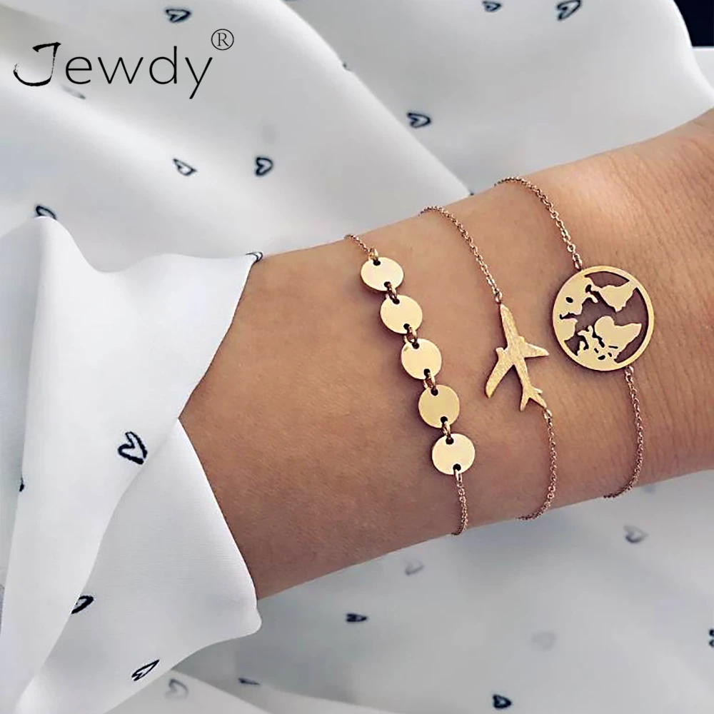 3 Pcs/set Bohemian Airplane Earth Map Charm Bracelets Set for Women Multilayer Gold Color Link Chain Bracelet Jewelry Gifts
3 Pcs/set Bohemian Airplane Earth Map Charm Bracelets Set for Women Multilayer Gold Color Link Chain Bracelet Jewelry Gifts