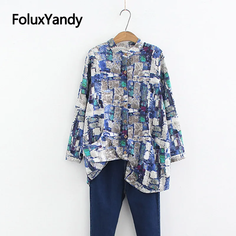 Print Korean Blouse Shirt for Women Plus Size Casual Stand Collar Pocket Long Sleeve Blouses Blusa SWM1331 
Print Korean Blouse Shirt for Women Plus Size Casual Stand Collar Pocket Long Sleeve Blouses Blusa SWM1331