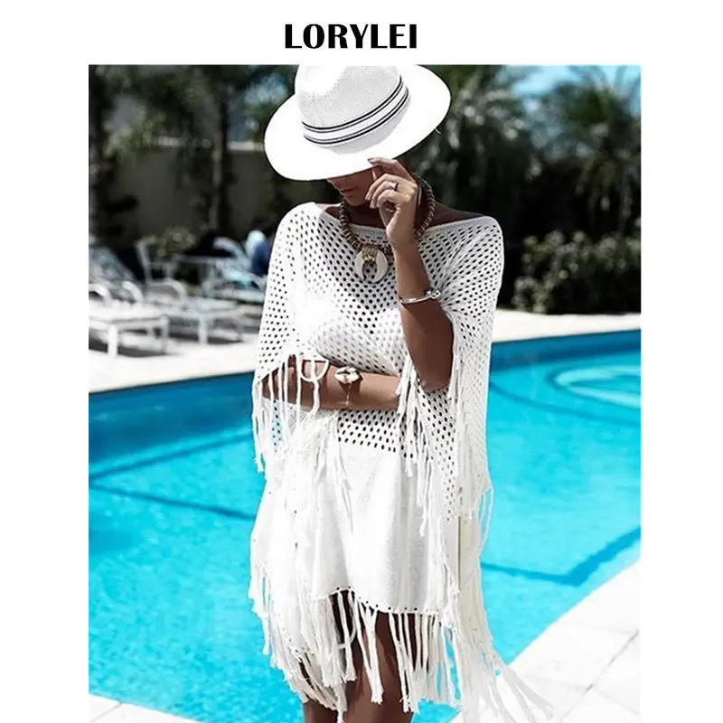 Sexy Crochet White Fringed Cloak Mesh Mini Dress For Women Summer Beach Wear Swim Suit Cover Up Beach Sarong Robe De Plage N484
Sexy Crochet White Fringed Cloak Mesh Mini Dress For Women Summer Beach Wear Swim Suit Cover Up Beach Sarong Robe De Plage N484