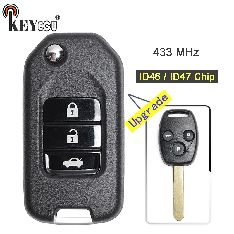 KEYECU 433 МГц ID46 / ID47 чип обновленный складной дистанционный ключ с 3 кнопками для Honda Civic
KEYECU 433 МГц ID46 / ID47 чип обновленный складной дистанционный ключ с 3 кнопками для Honda Civic