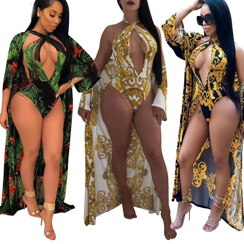 2PCS/SET Sexy Cover Up + Swimsuit Set 2019 Retro Print Women Cover Ups & one piece swimwear Robe De Plage
2PCS/SET Sexy Cover Up + Swimsuit Set 2019 Retro Print Women Cover Ups & one piece swimwear Robe De Plage