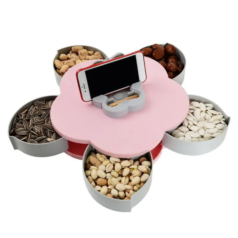 Foldable Petal Shaped Rotating Candy Box Dish Snacks Tray Creative Five Grid Compartments Dried Fruit Plate Party Serving
Foldable Petal Shaped Rotating Candy Box Dish Snacks Tray Creative Five Grid Compartments Dried Fruit Plate Party Serving