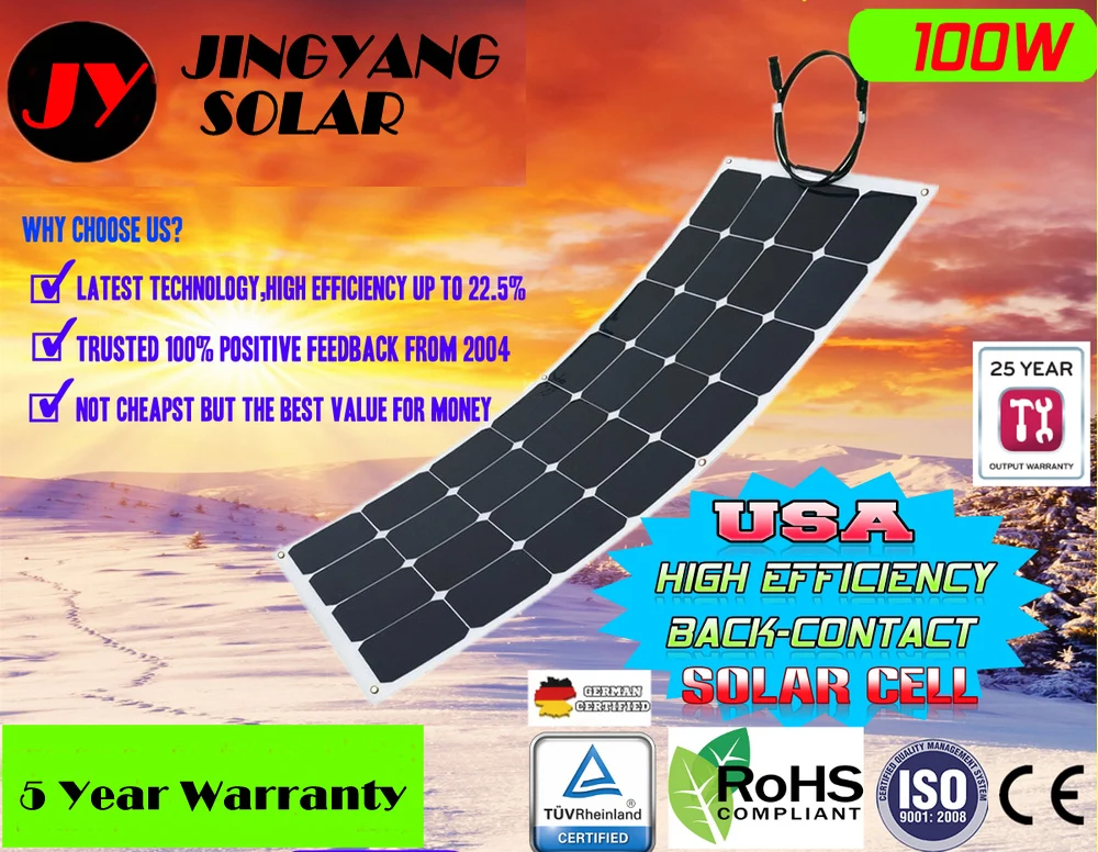 100w flexible solar panels with mono crystalline solar cells for boats marine; Battery Charger 12VDC
100w flexible solar panels with mono crystalline solar cells for boats marine; Battery Charger 12VDC