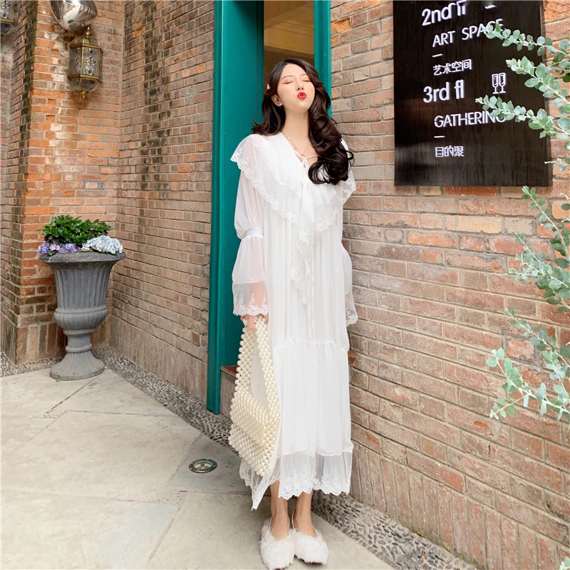 2019 Summer New Korean Fashion Ulzzang Sweet Lace Panelled Maxi Dress Long Sleeve Simple Loose Vacation Beach Dresses Vestidos
2019 Summer New Korean Fashion Ulzzang Sweet Lace Panelled Maxi Dress Long Sleeve Simple Loose Vacation Beach Dresses Vestidos