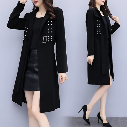 European Women's Windbreaker Raincoat Stylish Rivets Trench Coat For Women Outwear Vogue Ol Casaco Feminino Female Clothes
European Women's Windbreaker Raincoat Stylish Rivets Trench Coat For Women Outwear Vogue Ol Casaco Feminino Female Clothes