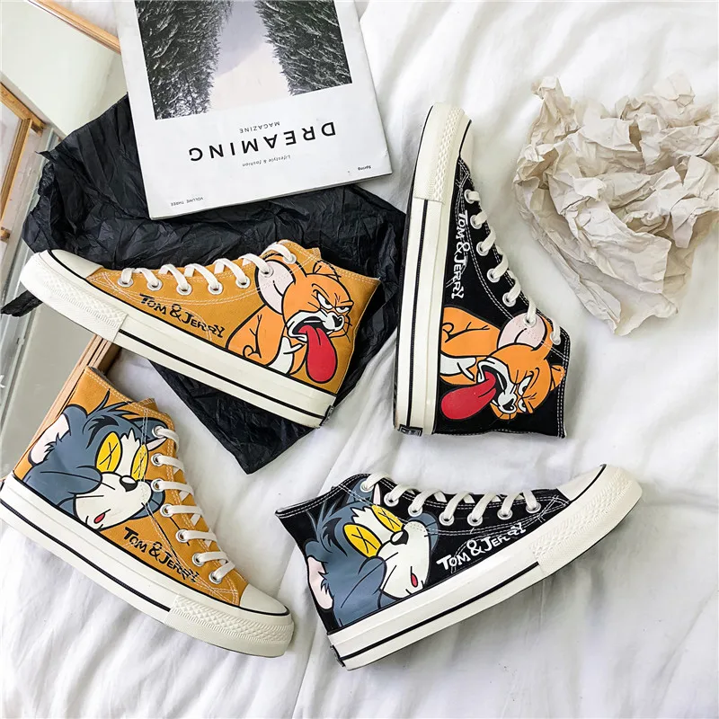 Lace Up Wild Cartoon High Help Mens Skateboarding Outdoor Breathable Sneakers Shoes Comfortable Flat Canvas Jogging Sports Shoes
Lace Up Wild Cartoon High Help Mens Skateboarding Outdoor Breathable Sneakers Shoes Comfortable Flat Canvas Jogging Sports Shoes