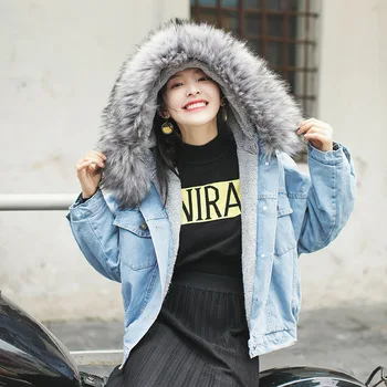 Faux Lamb Denim Jacket Coat Women Shrug Winter Thick Add Fur Warm Hooded Short Jean Jackets Coats Outerwear Girls Overcoat
Faux Lamb Denim Jacket Coat Women Shrug Winter Thick Add Fur Warm Hooded Short Jean Jackets Coats Outerwear Girls Overcoat