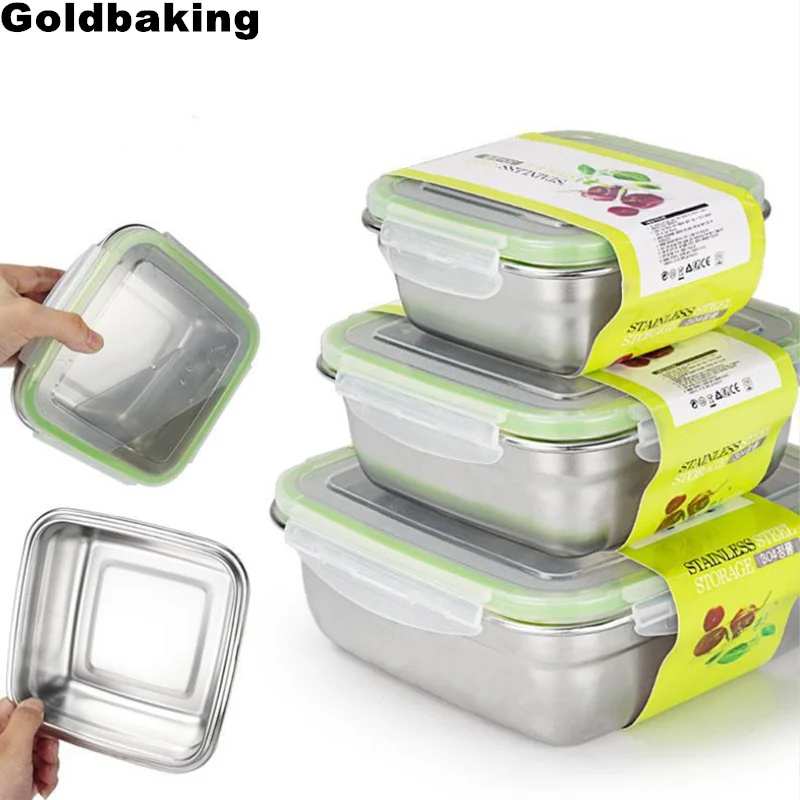 Goldbaking Stainless Steel Food Containers Food Storage Box Square Lunch Box 400/750/1200ml
Goldbaking Stainless Steel Food Containers Food Storage Box Square Lunch Box 400/750/1200ml
