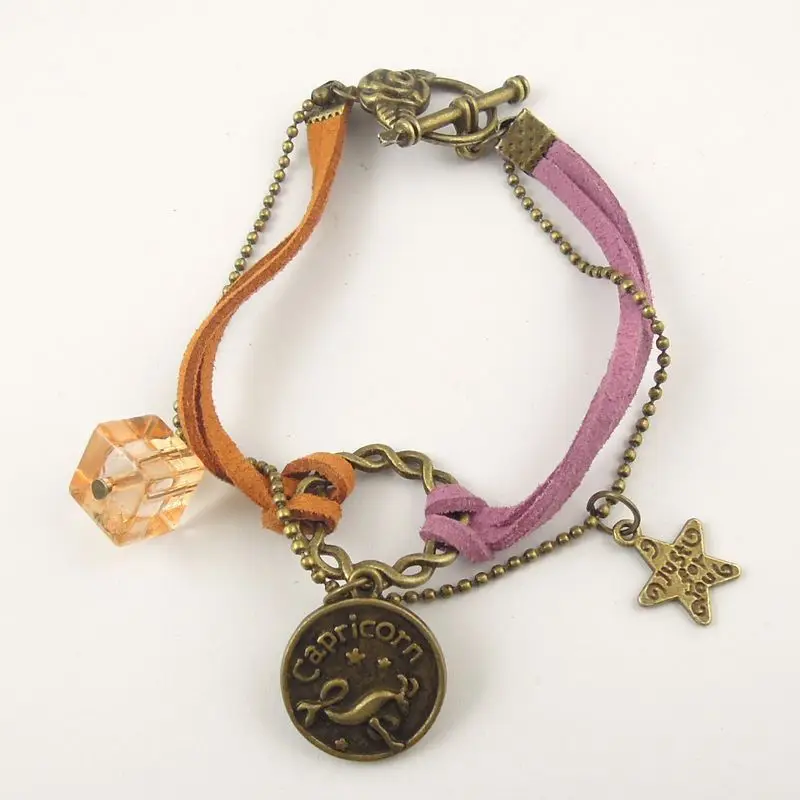 12 Zodiac Constellation Leather Alloy Crystal Astrological Sign Horoscope Gift Handmade Square Cube Star Charms Bracelet 1PC Lot
12 Zodiac Constellation Leather Alloy Crystal Astrological Sign Horoscope Gift Handmade Square Cube Star Charms Bracelet 1PC Lot