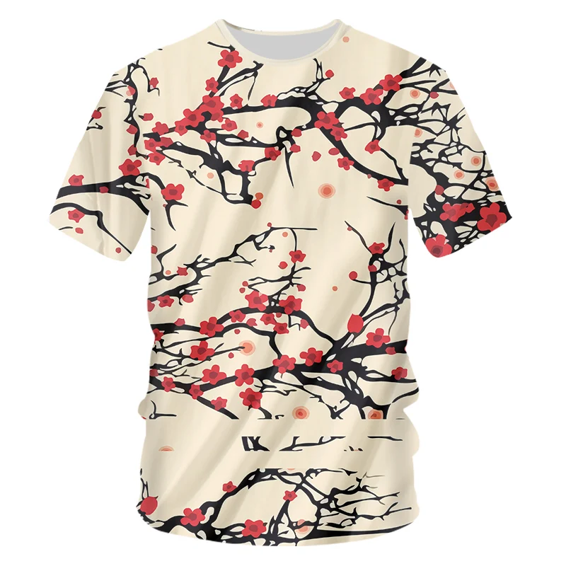 

Summer Top Men Full Print Plum Blossom 3D Tshirts Man Hip Hop Slim Fit Fitness Undershirts Unisex Short Sleeve Tees Shirts 7XL