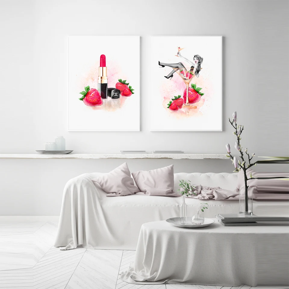 Strawberry Fashion Girl Pink Lipstick Wall Art Canvas Painting Nordic Posters And Prints Wall Picture For Living Room Decoration
Strawberry Fashion Girl Pink Lipstick Wall Art Canvas Painting Nordic Posters And Prints Wall Picture For Living Room Decoration