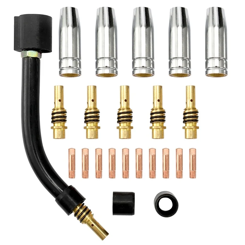 24pcs/Set Binzel 15AK Torch Consumable Electrode Shield Cup Link Rod Tips Goose Neck Bend for MIG Welding Machine
24pcs/Set Binzel 15AK Torch Consumable Electrode Shield Cup Link Rod Tips Goose Neck Bend for MIG Welding Machine