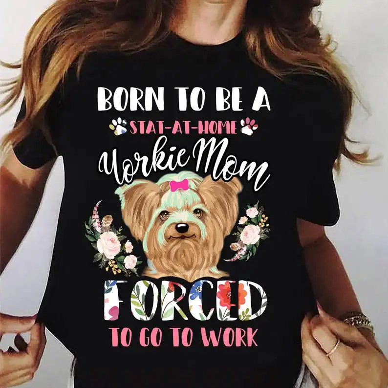yorkie flower t-shirt men t- shirt women t-shirt black t- shirt