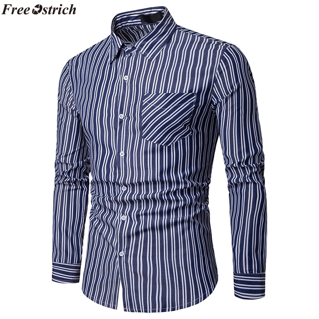 FREE OSTRICH Men's Striped Print Slim Long Sleeve Shirt Plus Size Button Lapel Business Pocket Casual Office Shirt Fashion Tops
FREE OSTRICH Men's Striped Print Slim Long Sleeve Shirt Plus Size Button Lapel Business Pocket Casual Office Shirt Fashion Tops