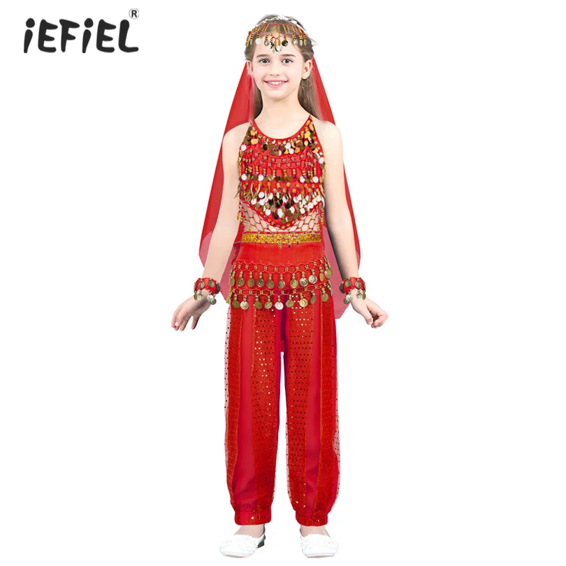 Fashion Kids Girls India Belly Dance Costumes Outfit Halter Top with Pants Headwear Halloween Bellydance Costume Party Dress Up
Fashion Kids Girls India Belly Dance Costumes Outfit Halter Top with Pants Headwear Halloween Bellydance Costume Party Dress Up