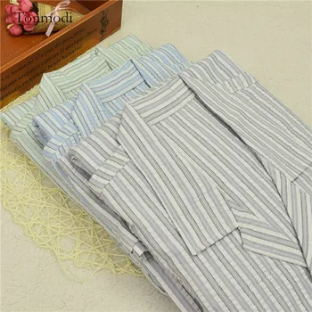 Men's Pajamas Summer Stripe Cotton Seersucker Short sleeve Trousers Thin Sleepwear Men Pajamas Set Trousers
Men's Pajamas Summer Stripe Cotton Seersucker Short sleeve Trousers Thin Sleepwear Men Pajamas Set Trousers