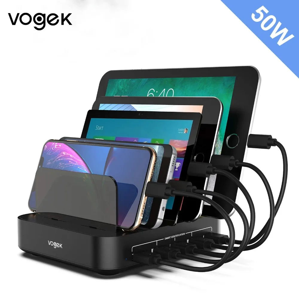 Vogek 5 Ports USB Charging Station with Holder 50W 10A Desktop USB Charger for Phone Tablet Charging Dock Organizer Smart
Vogek 5 Ports USB Charging Station with Holder 50W 10A Desktop USB Charger for Phone Tablet Charging Dock Organizer Smart