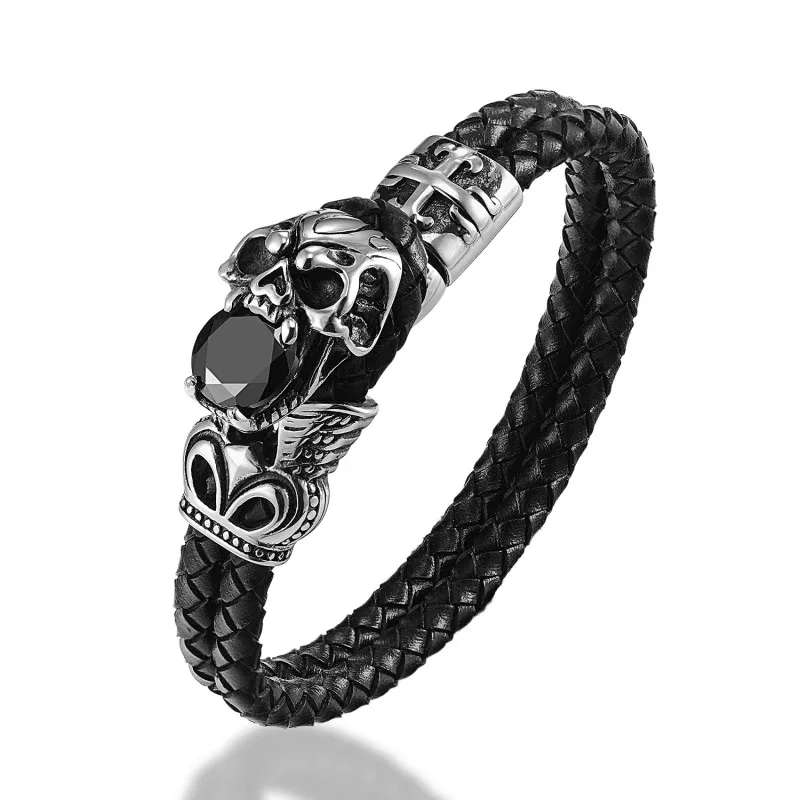 Classical Multi-layer Handmade Leather Chain Weaved Skull Man Bracelets Fashion New Magnet Clasp 316L Stainless Steel Wristband
Classical Multi-layer Handmade Leather Chain Weaved Skull Man Bracelets Fashion New Magnet Clasp 316L Stainless Steel Wristband