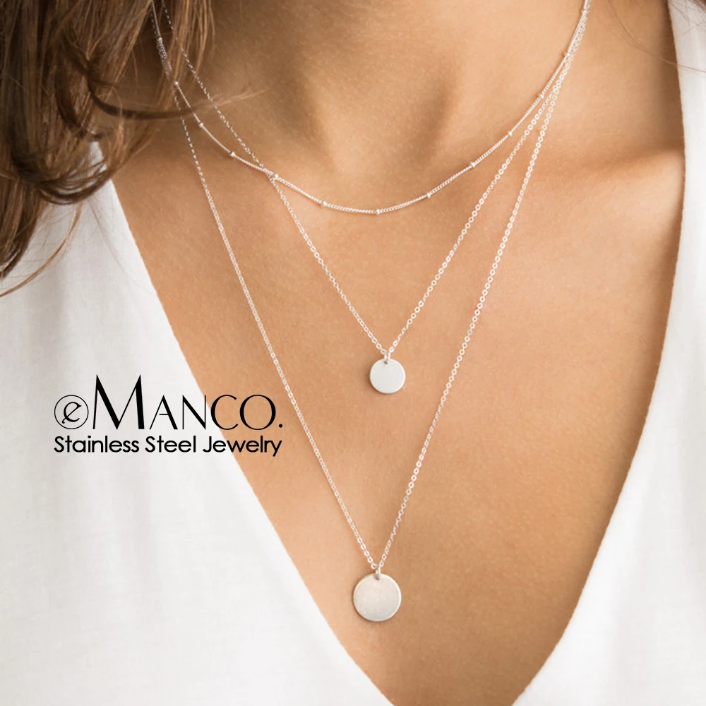 e-Manco long layered necklace women charm pendant necklace for women silver color chain stainless steel necklace
e-Manco long layered necklace women charm pendant necklace for women silver color chain stainless steel necklace