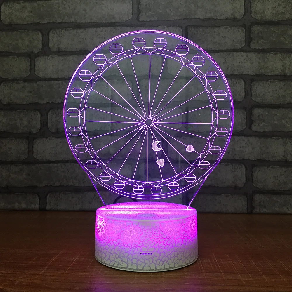 Ferris Wheel 3D LED RGB Night Light 7 Color Change Desk Action Figures 102 Boys Girls Christmas Toys | Игрушки и хобби