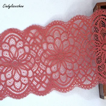 2Yards 17.5cm Width Chinese Knot Embroidered Elastic Lace Trim Underwer DIY Clothing Accessories Stretch Lace Fabrics For Sewing