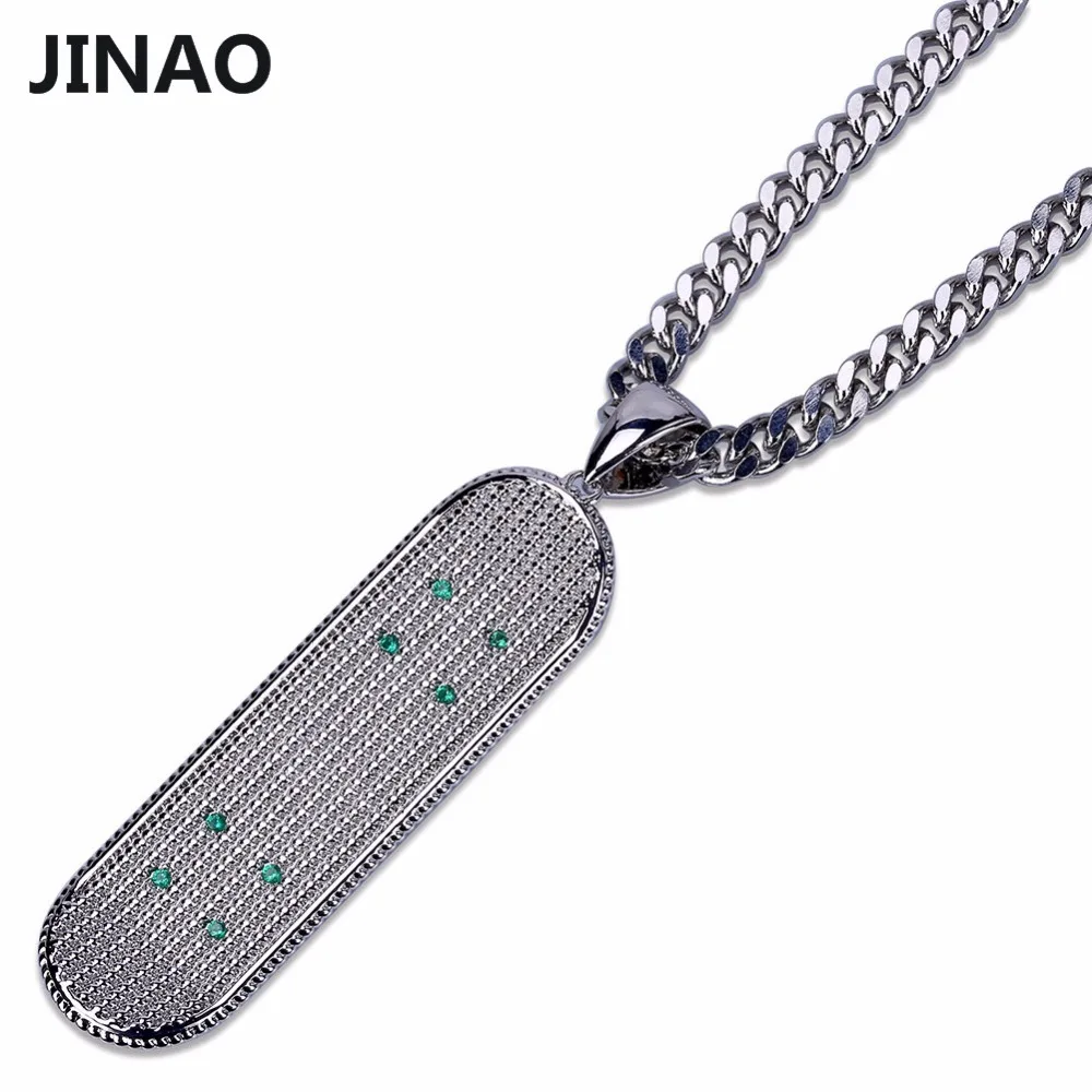 JINAO Gold/Silver Color Plated Iced Out Copper Micro Pave CZ Stone Skateboard Pendant Necklaces Hip Hop Jewelry With Cuban Chain
JINAO Gold/Silver Color Plated Iced Out Copper Micro Pave CZ Stone Skateboard Pendant Necklaces Hip Hop Jewelry With Cuban Chain