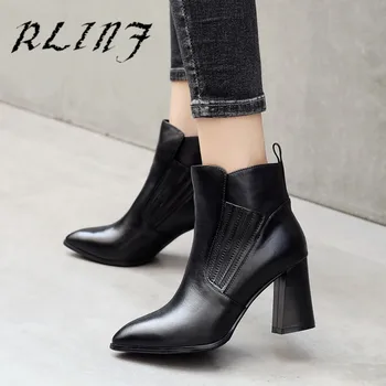 RLINF New Black Red Pointed Leather Thick Heel High Heel Short Tube Leather Female Short Boots
RLINF New Black Red Pointed Leather Thick Heel High Heel Short Tube Leather Female Short Boots