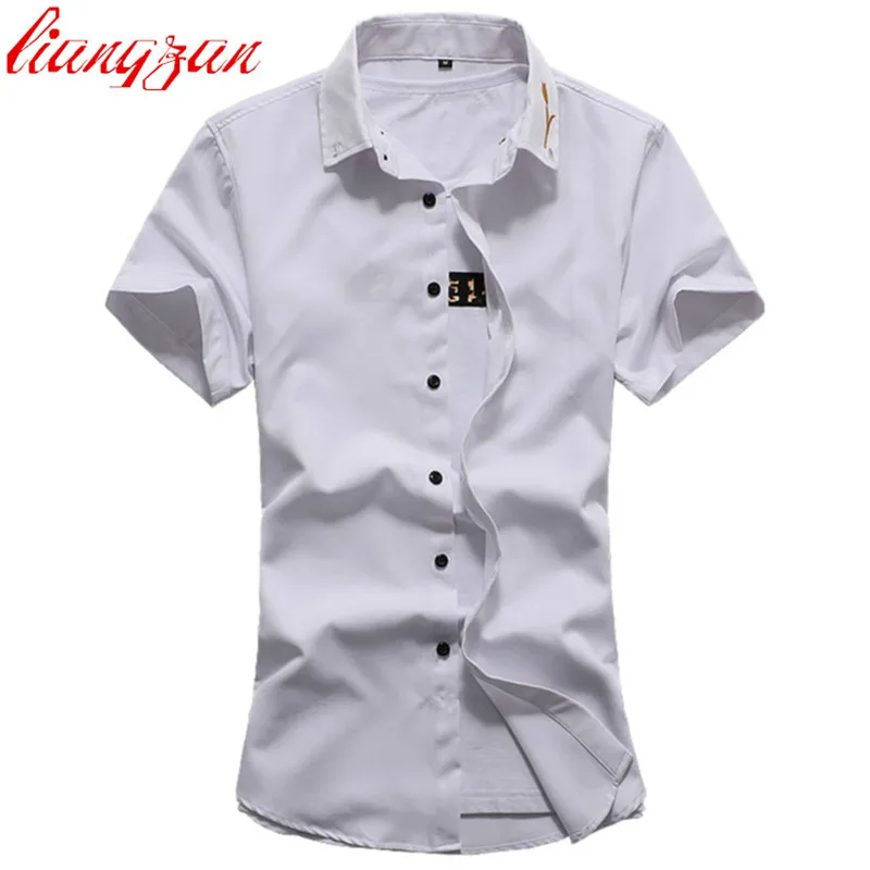 Men Dress Shirts 2017 New Slim Fit Summer Casual Short Sleeve Brand Cotton Solid Color Big Size 6XL 7XL Fashion Shirts F2413
Men Dress Shirts 2017 New Slim Fit Summer Casual Short Sleeve Brand Cotton Solid Color Big Size 6XL 7XL Fashion Shirts F2413