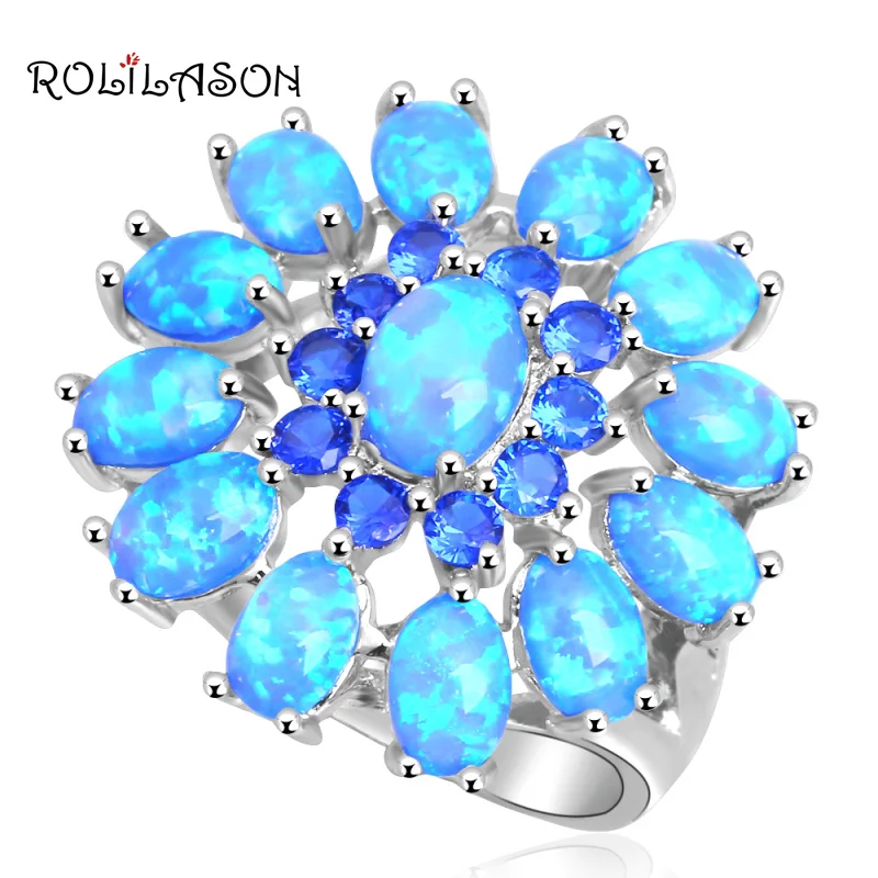 Rolilason привлекательный Модные украшения голубой циркон muliticolor Синий огненный опал