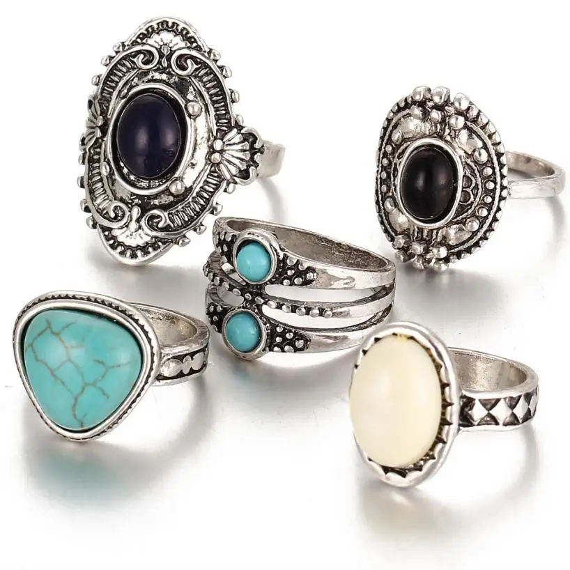 #5001 Leisure Fashion Woman Rings 5pcs/Set Women Bohemian Vintage Silver Stack Rings Above Knuckle Blue Rings Set
#5001 Leisure Fashion Woman Rings 5pcs/Set Women Bohemian Vintage Silver Stack Rings Above Knuckle Blue Rings Set