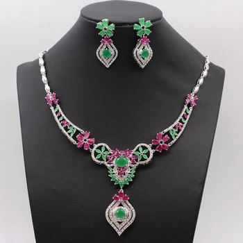 GZJY Luxury Green&Red Zircon Gold Color Necklace Earrings Jewelry Set For Women Wedding Party Jewelry
GZJY Luxury Green&Red Zircon Gold Color Necklace Earrings Jewelry Set For Women Wedding Party Jewelry