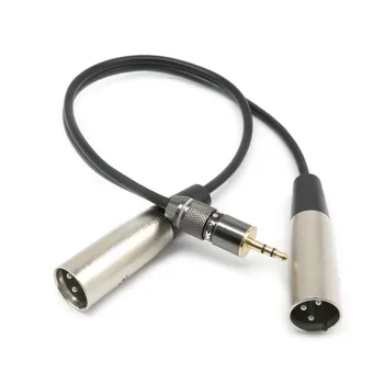 LANDFOX Hot sale 3.5mm 1/8 Stereo Mini Plug Jack to Dual XLR Male Stereo Breakout Cable Cord In stock Dropshipping