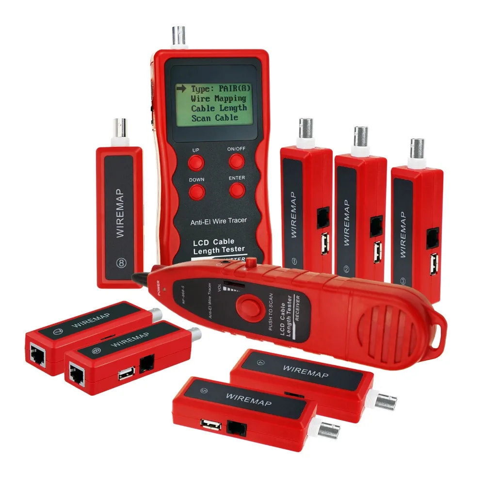 Network Ethernet LAN Telephone Wire Cable Length Tester RJ45 RJ11 BNC Cable Tester Tracker with 8 Remote Adaptor Wiremap USB
Network Ethernet LAN Telephone Wire Cable Length Tester RJ45 RJ11 BNC Cable Tester Tracker with 8 Remote Adaptor Wiremap USB