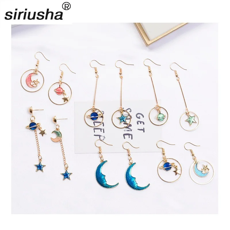 Autumn Pandemic Student Temperament Cute Stars Earrings Asymmetric Wild Fringe Long Stars Moon Women Wholesale Spot S221
Autumn Pandemic Student Temperament Cute Stars Earrings Asymmetric Wild Fringe Long Stars Moon Women Wholesale Spot S221