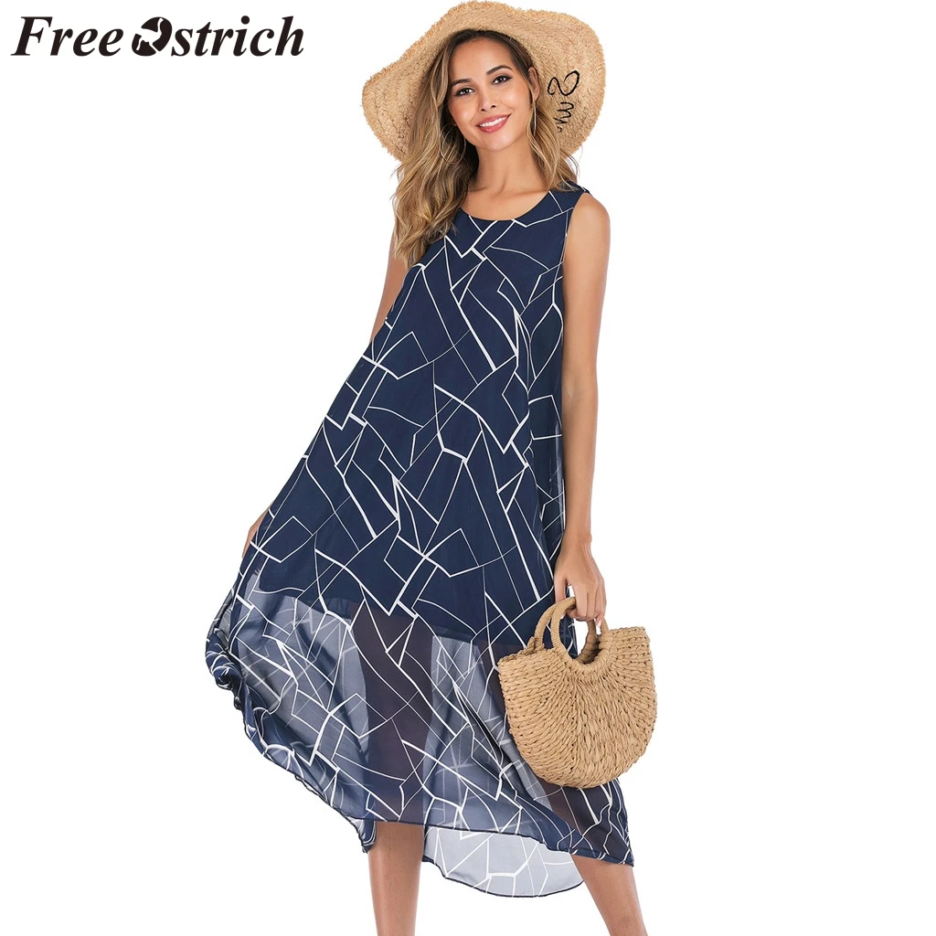 FREE OSTRICH Dress Women Draped Loose Mid-Calf O-Neck Print Flower Mesh Empire Tank Current Elegant Graceful Long Dress Summer
FREE OSTRICH Dress Women Draped Loose Mid-Calf O-Neck Print Flower Mesh Empire Tank Current Elegant Graceful Long Dress Summer