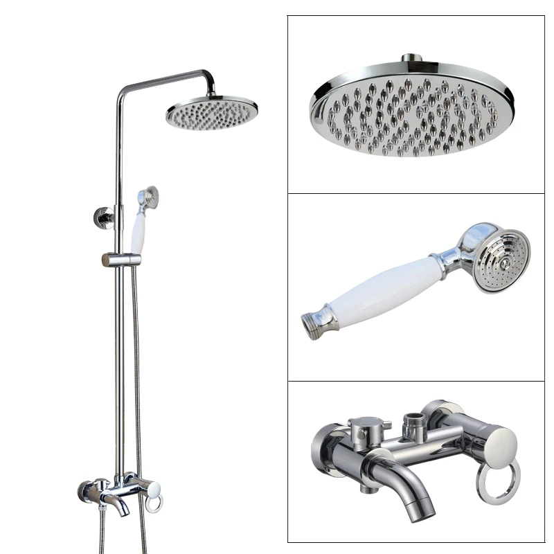 

Wall Mounted Bathroom Rain Shower Faucet Set Polished Chrome Brass Handheld Shower Head Single Lever Tub Mixer Tap acy331
