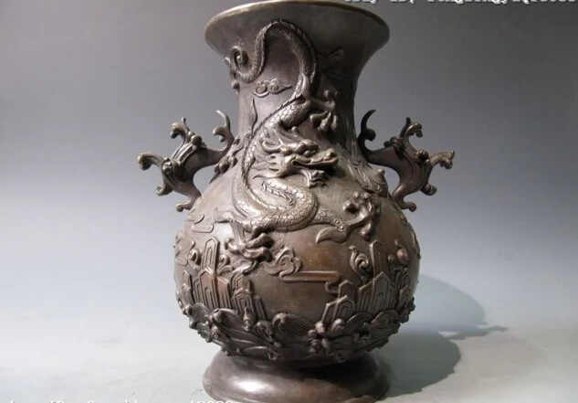 Elegant old S0538 Chinese Royal Palace Pure Bronze Carved Dragon Binaural Crock Aquarius Pot Vase statue (A0322) A0403
Elegant old S0538 Chinese Royal Palace Pure Bronze Carved Dragon Binaural Crock Aquarius Pot Vase statue (A0322) A0403