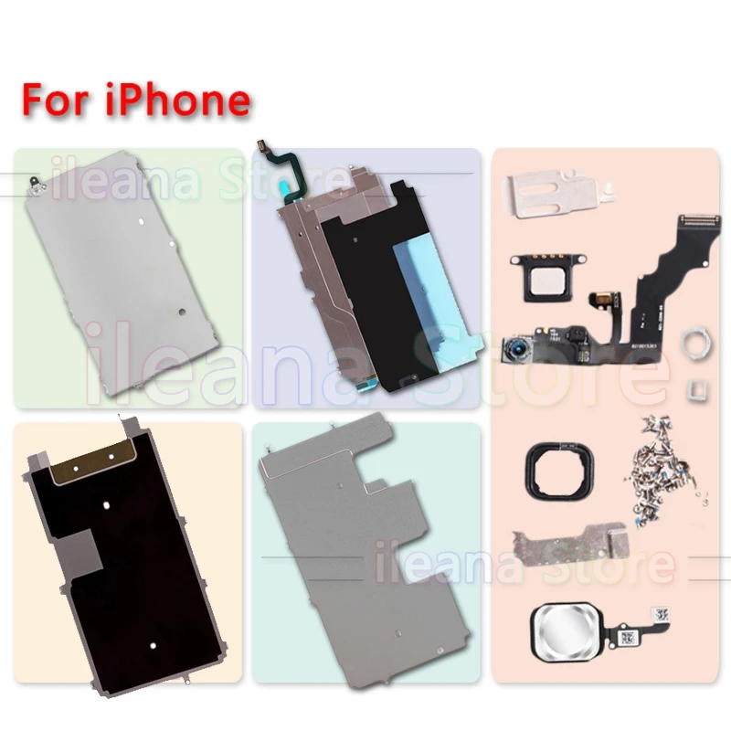 LCD Display Screen Metal Small Parts Protect Cover Front Camera Home Button Ear Speaker Flex For iPhone 5 5s 5c 6 6s Plus
LCD Display Screen Metal Small Parts Protect Cover Front Camera Home Button Ear Speaker Flex For iPhone 5 5s 5c 6 6s Plus