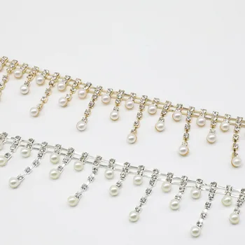 5 Yards Silver/Gold Chain and Rhinestone Pearls Trim Crystals Pearls Fringe Trimming for Bracelet DIY Jewelry Bags Shoes Dresses
5 Yards Silver/Gold Chain and Rhinestone Pearls Trim Crystals Pearls Fringe Trimming for Bracelet DIY Jewelry Bags Shoes Dresses