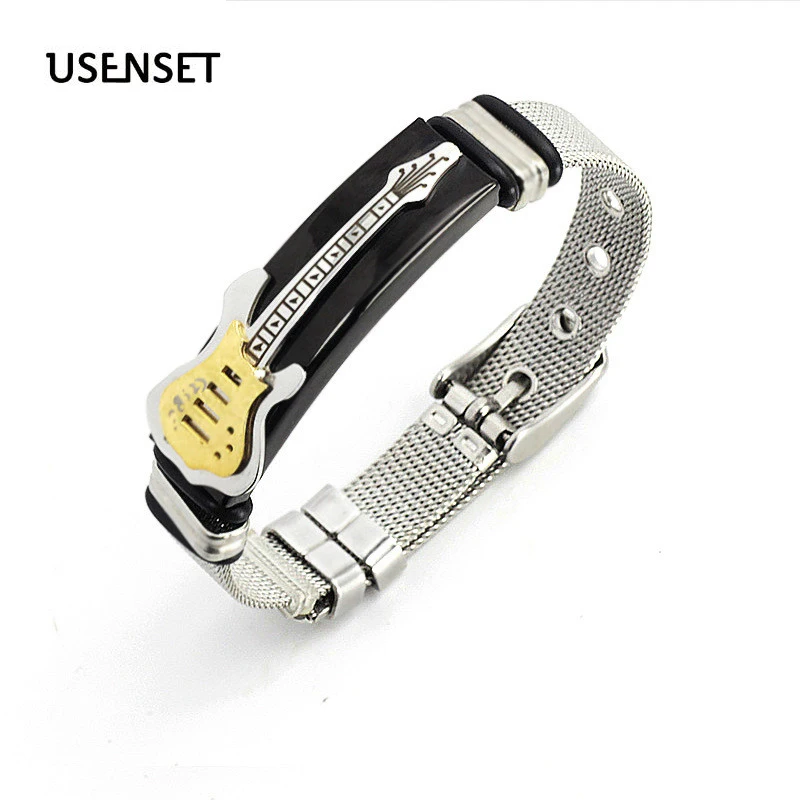 USENSET High Quality Stainless Steel Guitar Mesh Bracelet Strap Bangle Punk Jewelry for Men Gold-color Bangle Bracelet
USENSET High Quality Stainless Steel Guitar Mesh Bracelet Strap Bangle Punk Jewelry for Men Gold-color Bangle Bracelet