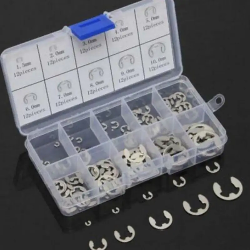 120Pcs 304 Stainless Steel E-Clip Retaining Circlip Assortment Kit 1.5mm to 10mm(Box Packing)
120Pcs 304 Stainless Steel E-Clip Retaining Circlip Assortment Kit 1.5mm to 10mm(Box Packing)