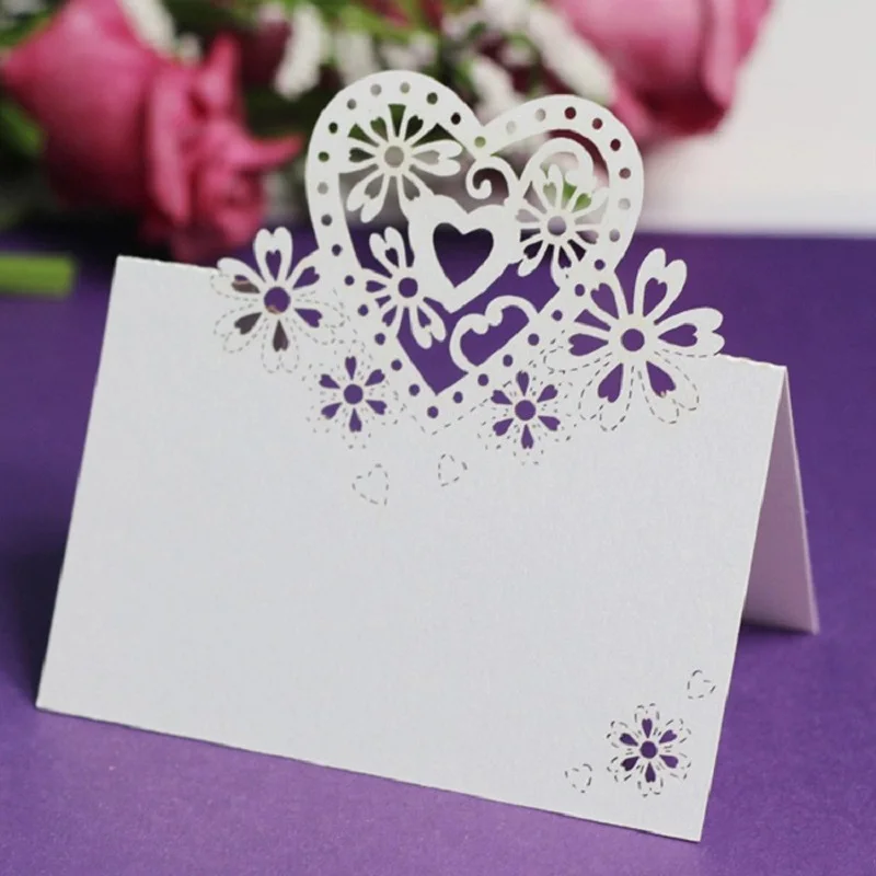 12 шт. настольные карты выбитое сердечко Форма декор для Свадебная вечеринка стол