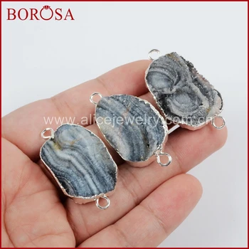 BOROSA 5pcs Galaxy Quartz Titanium Connector Silver Color Natural Stone Double Bails, Druzy Charm Connectors for Bracelet S1324 
BOROSA 5pcs Galaxy Quartz Titanium Connector Silver Color Natural Stone Double Bails, Druzy Charm Connectors for Bracelet S1324