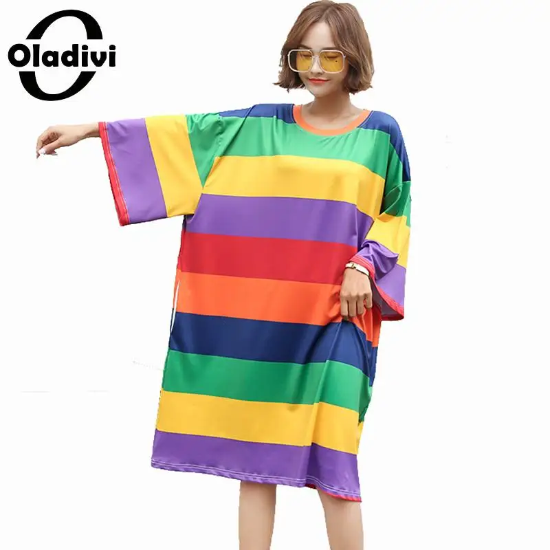Oladivi Brand Oversized Plus Size Women Striped Shirt Dress Ladies Casual Loose Summer Dresses Female Long Top Tee Tunic Vestido
Oladivi Brand Oversized Plus Size Women Striped Shirt Dress Ladies Casual Loose Summer Dresses Female Long Top Tee Tunic Vestido