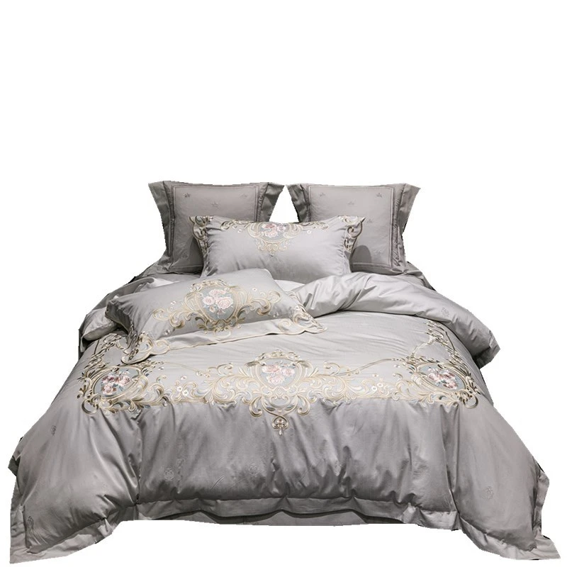 Queen & King 4pcs. Bedding Set Luxury Brand Italian high precision yarn embroidery Duvet Set Flat Sheet Pillowcases Light gray
Queen & King 4pcs. Bedding Set Luxury Brand Italian high precision yarn embroidery Duvet Set Flat Sheet Pillowcases Light gray